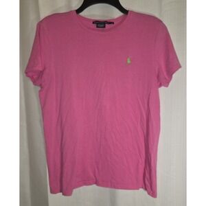 Ralph Lauren Sport Pink Cotton Polo Pony T Shirt Women's Size L Y2K